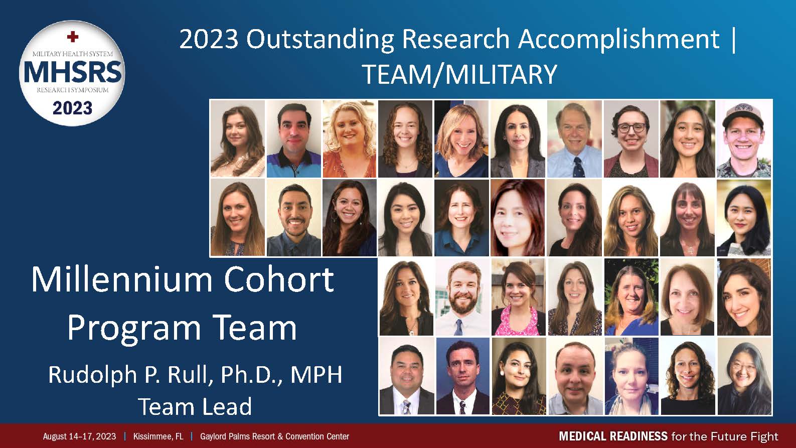 2023 Outstanding Research Accomplishment Team/Military award winner Millennium Cohort Program Team