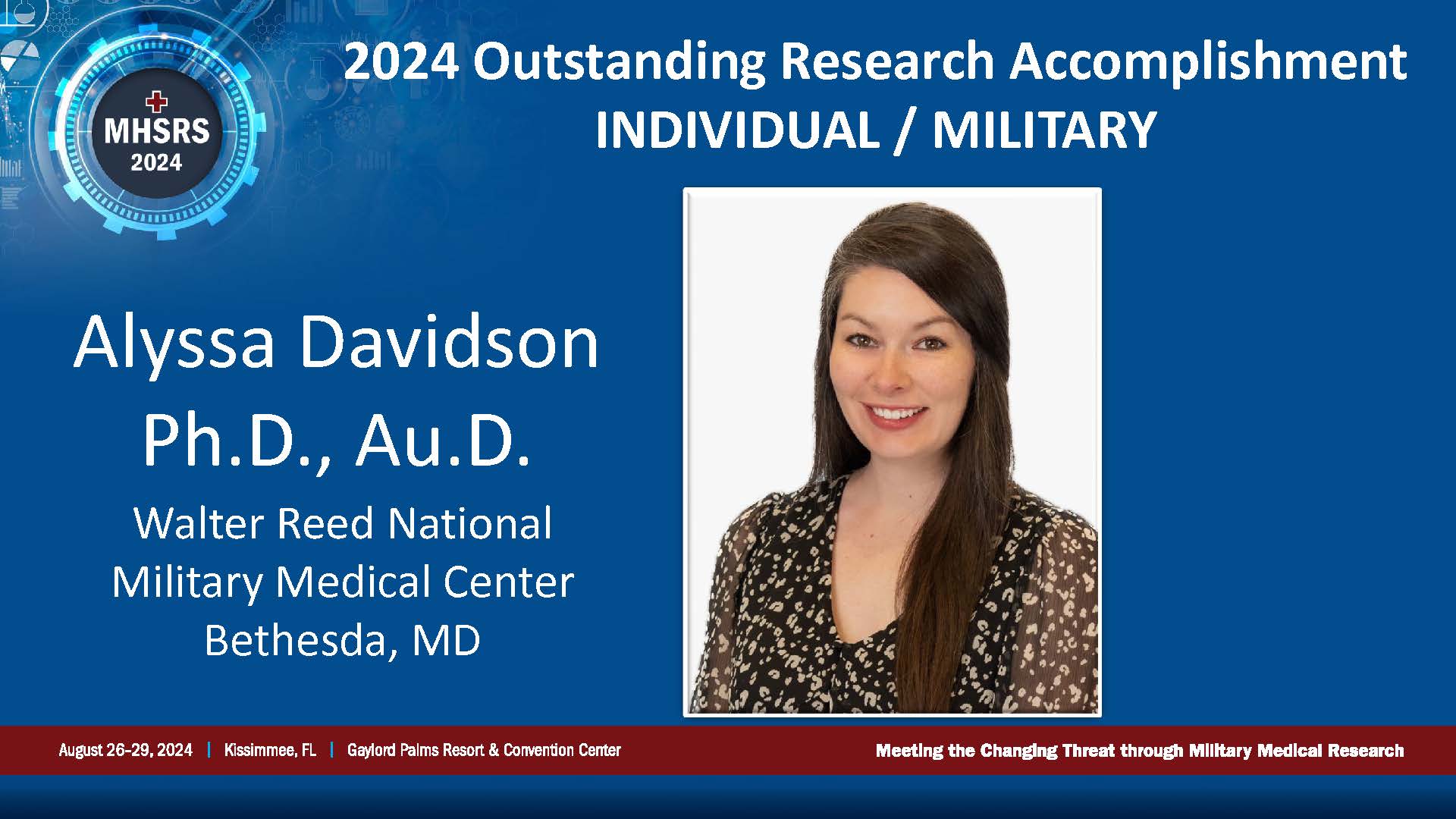 2024 Outstanding Research Accomplishment Individual/Military Award Winner Alyssa Davidson