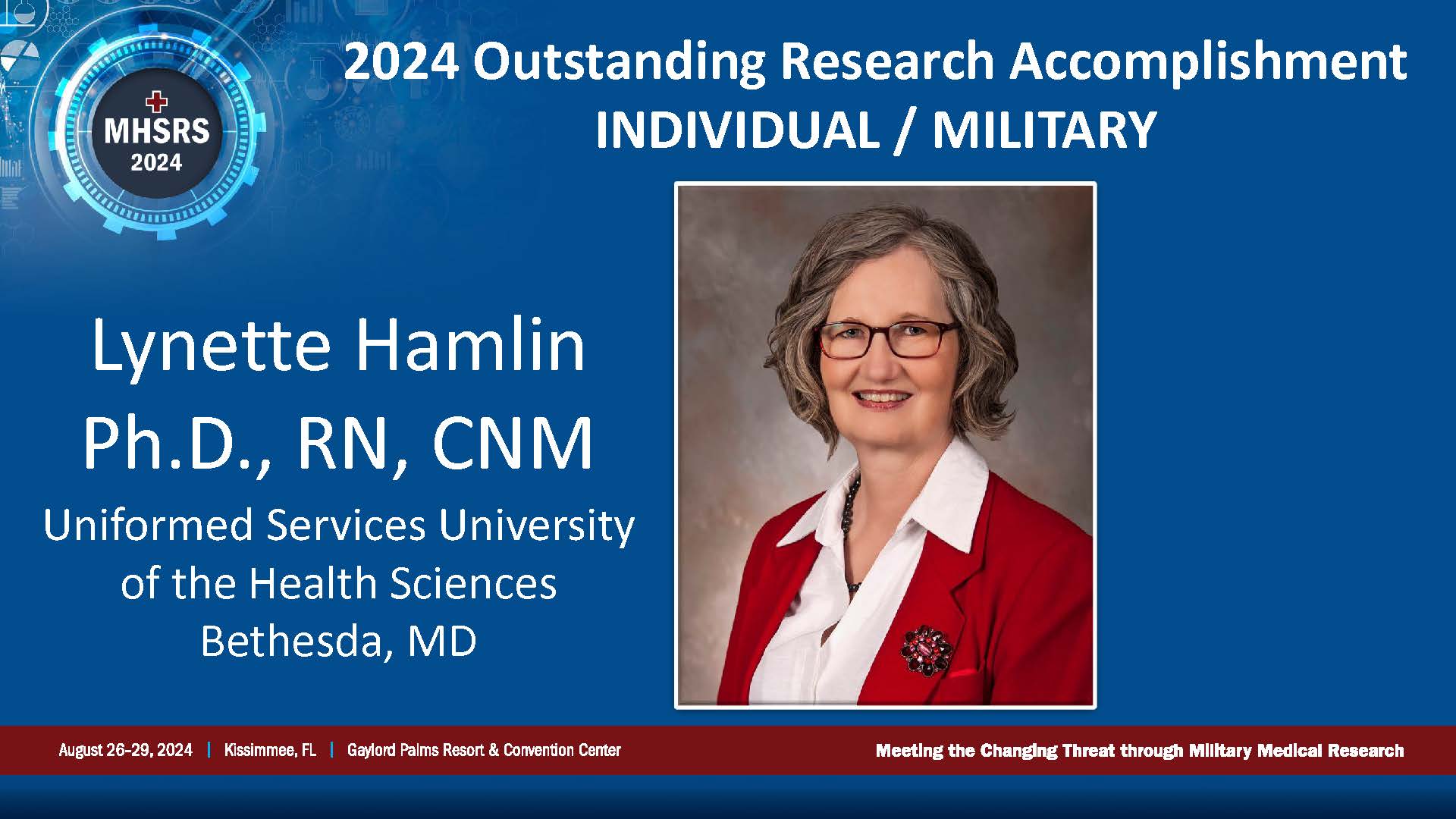 2024 Outstanding Research Accomplishment Individual/Military Award Winner Lynette Hamlin